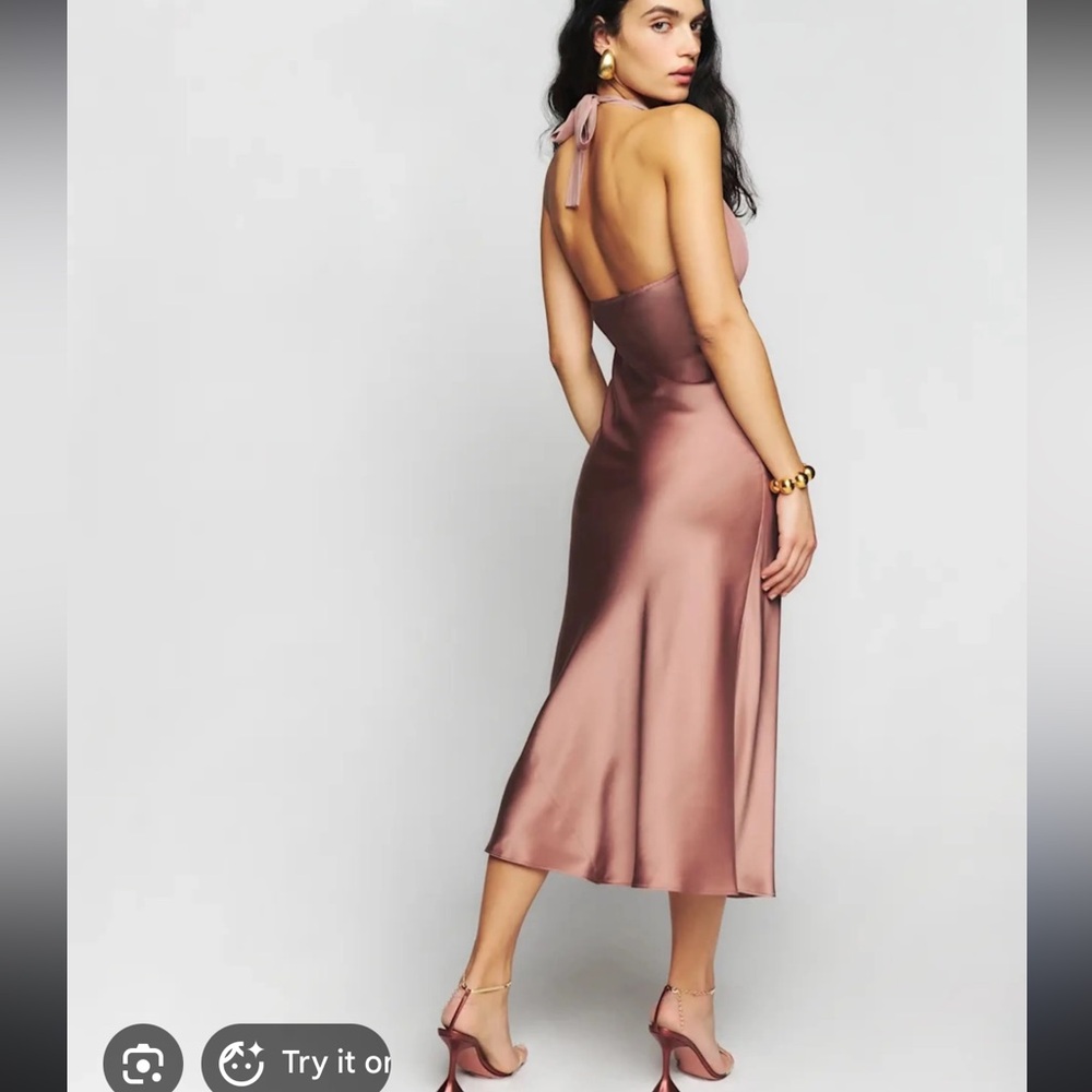 Reformation Silk Gown in Praline - Picture 3 of 4